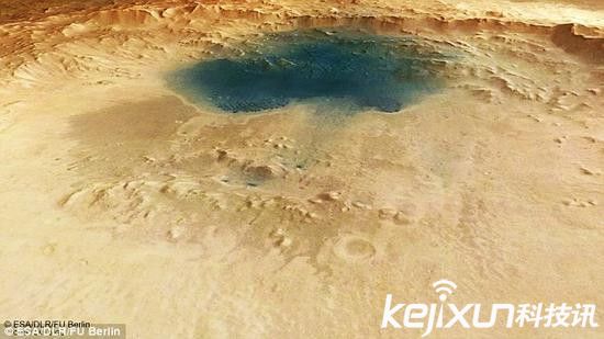 火星陨石坑内惊现蓝色湖泊?外星人存在新证据