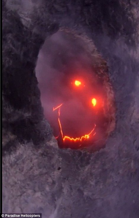 夏威夷火山晒“笑脸表情包”