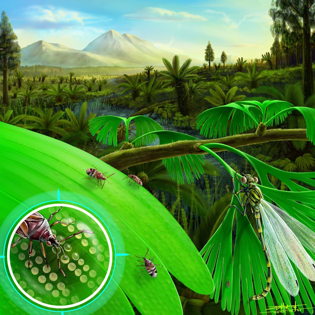 科學家發現2億年前昆蟲偷吃葉片內蟲卵的證據