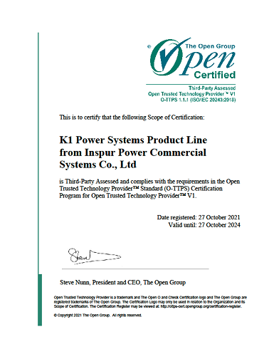浪潮K1 Power通过ISO/IEC 20243标准认证